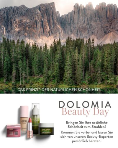 Werbeplakat zur Dolomia Promotion am 13.10.2026 in der Apotheke zur hl. Elisabeth in Wien Mitte