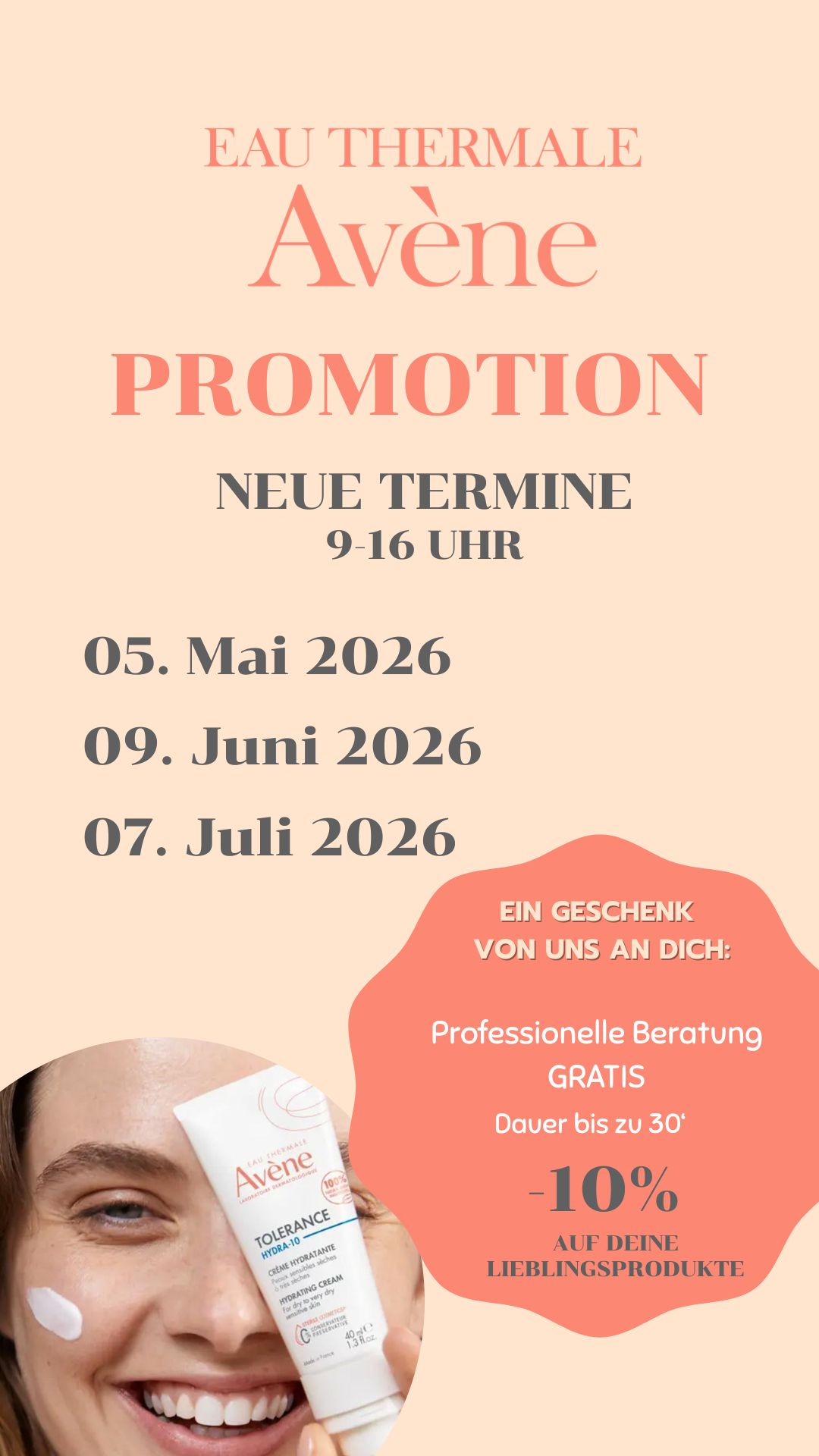 Avene Promo 2026 in der Apotheke zur hl. Elisabeth in Wien Mitte. Jetzt Termin buchen.