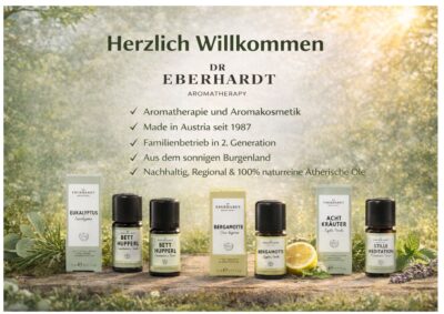 Dr. Eberhardt Aromatherapie Produkte in der Apotheke zur Hl. Elisabeth in 1030 Wien – 100% naturreine ätherische Öle aus Österreich.